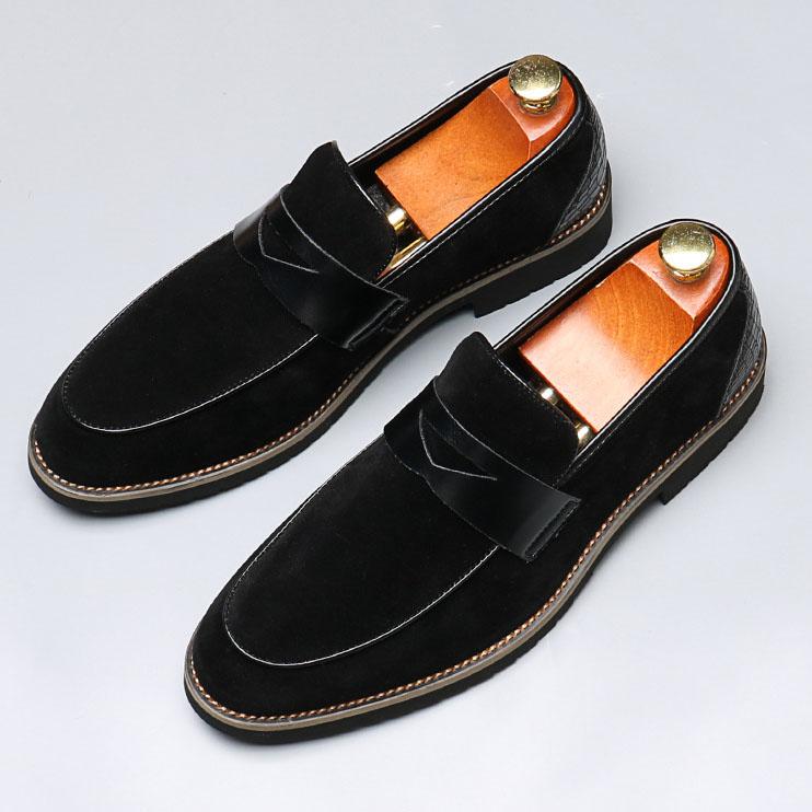 Trend New Men's Pointed Black Brown Patent Leather Casual Shoes Designer Formal Wedding Dress Penny Loafers Homecoming Footwear