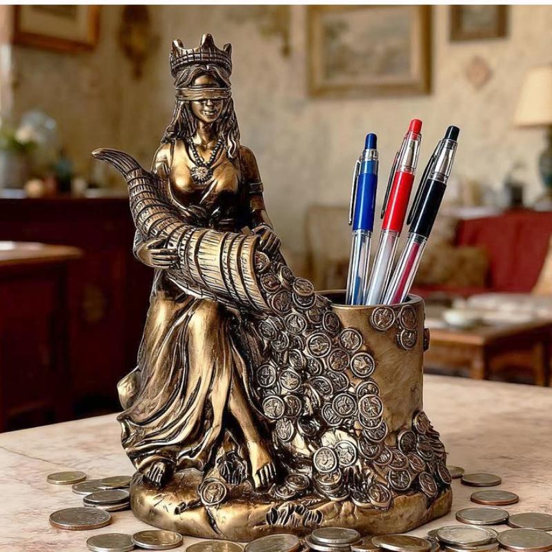 Goddess of Wealth Statue Accent Lakshmi & Fortune Deity Sculpture for Home/Office Blessing Abundance Prosperity Decor Gift