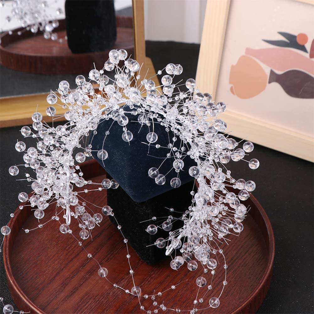 Elegant Bride Headdress Tassel Crystal Beads Hairband Temperament Bridal Headwear  Hair Jewelry