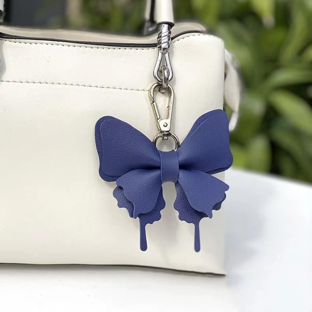 Retro Colorful Butterfly Pendant Keychains Leather Exquisit Backpack Decoration Accessories Personalized Bag Pendant