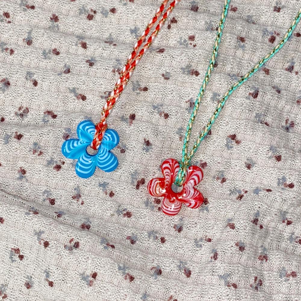 Childishness Mini Flower Necklace Colorful Floral Chain Choker  Vacation