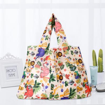 Tote Bag Eco-friendly Large Capacity Portable Print Square Storage Polyester Foldable Design Beach Bag Vacation Use