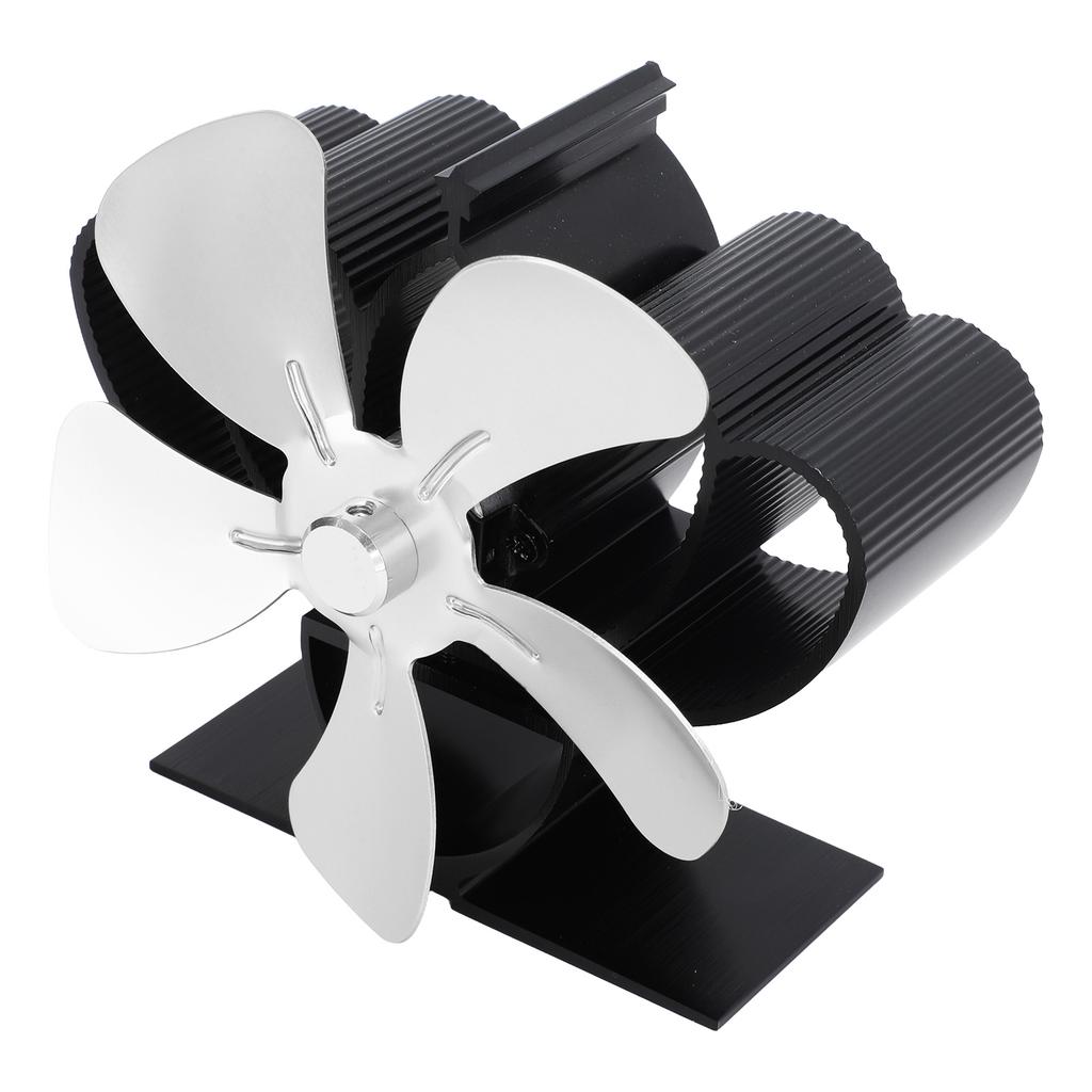 Heat Powered Stove Fan Aluminum Alloy Low Noise Sustainable Wood Stove Fan for Log Fireplace Silver