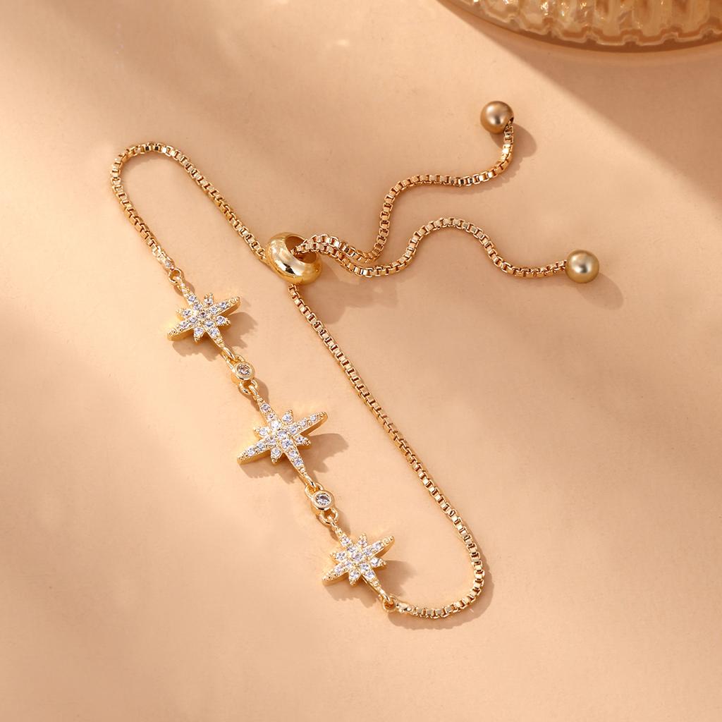 European American Style Eight-Pointed Star Zircon Bracelet for Women Cubic Zirconia Simple Versatile Bracelet Charm Jewelry Gift