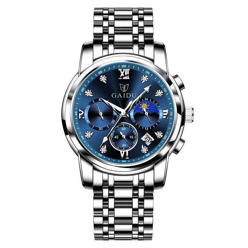 Часы Модные часы Мужские многофункциональные светящиеся водонепроницаемые кварцевые часы Мужские часы