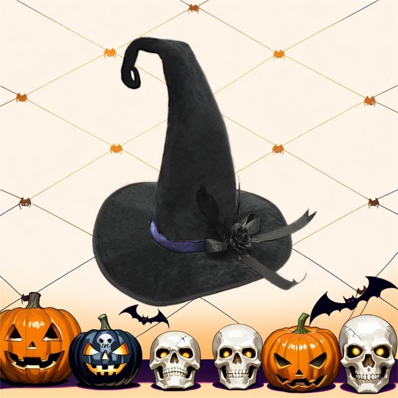 Witch Hat For Halloween Costume Party With Soft Lining Practical Nonwoven Fabric Cosplay Accessories For Kids Adults