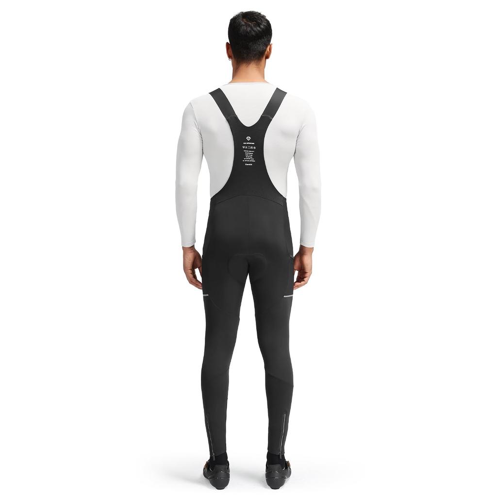 Santic Cycling Bib Bib Cold Road Cycling Size Men's Pants, Tights, Fleece-Lined, Autumn/Winter Weather, Cycling, Bike, Wear, 6-16°C (Black, M)