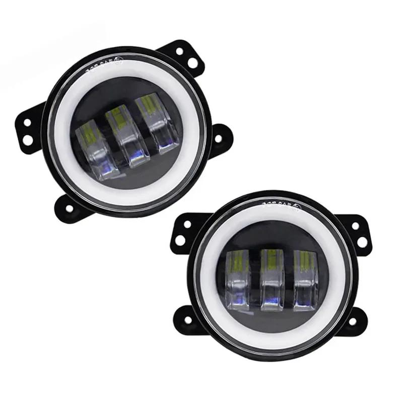 4 inch Car LED Headlight 30W LED Fog Light With White Halo Ring DRL Angel Eyes Light For Jeep Wrangler JK Dodge Off-Road