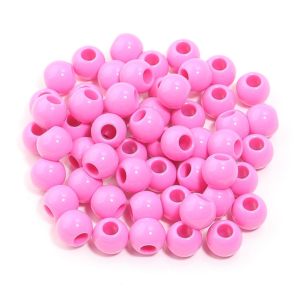 50pcs/lot Acrylic Big Hole Beads Solid Color Round Loose Spacer Beads For Jewelry Making DIY Charm Bracelet Necklace Accessories
