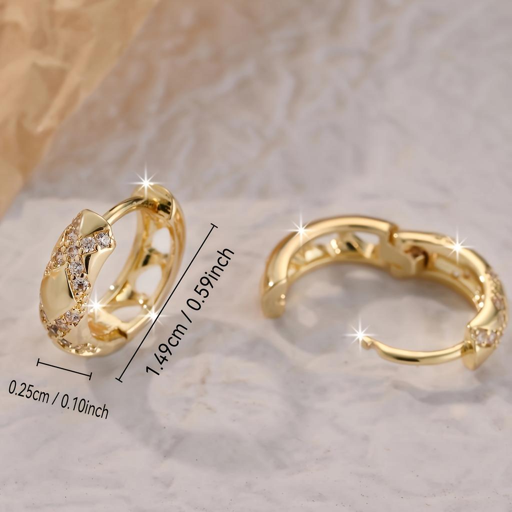 Golden-Tone Bohemian Cross Hoop Earrings for Women, Sparkling Synthetic Gemstone Design, Allergy-Resistant, Perfect for Valentine's Day Gifts