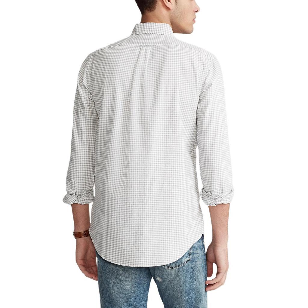 Polo Ralph Lauren Pony Embroidered Plaid Single-Breasted Long Sleeve Shirt Men Shirts Light-Gray 710823145-002