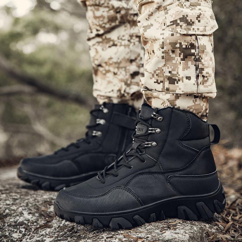 39-47 Men's Plus Size Anti Slip and Wear-resistant Trendy Outdoor Combat Boots Outdoor High Top Workwear Boots Casual Military Boots