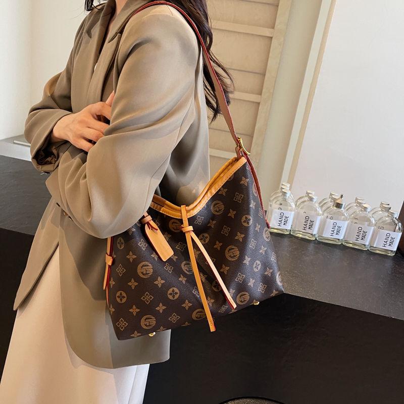 

2025 Retro Fashion Large-Capacity Tote & Crossbody Bag коричневый