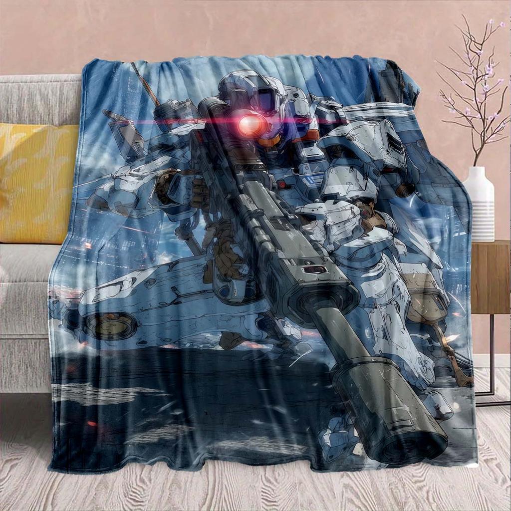 Gundam Anime Flannel Blanket - Soft Warm Perfect for Sofa, Bedding Camping Travel Office Home Decor 