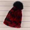 Winter Fur Hats for Ladys Women's Rex Rabbit Fur Caps Beanies Solid Elastic Winter Fashion Accessories Fox Fur Pompom Hat