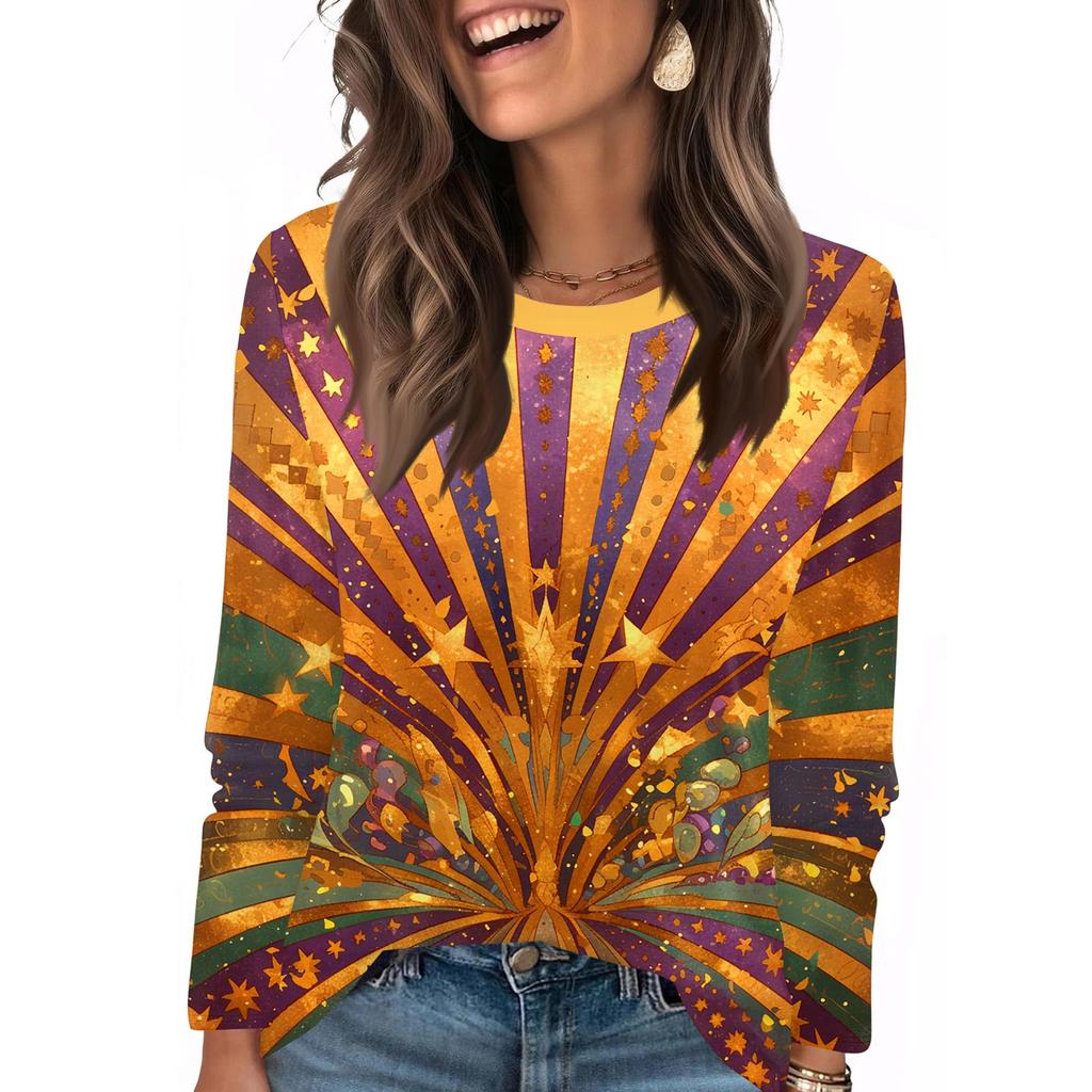 Langarmshirts für Damen, niedlicher Aufdruck, Grafik-T-Shirts, Blusen, lässig, Übergröße, Basic-Tops, Pullover