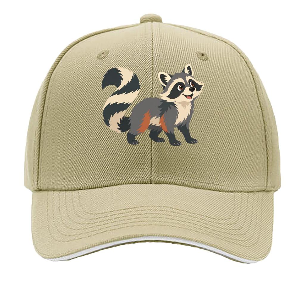 Playful Woodland Raccoon Mascot Illu Sandwich Baseball Cap Sun Cap Outdoor Workouts Hat