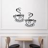 2 PCS Coffee Bar Wall Decor - Wall Sticker with Two Coffee Cup Art - Removable Signs for Kitchen, Office, Home, Shop, Cafe, Pub, Restaurant - 12.2 x