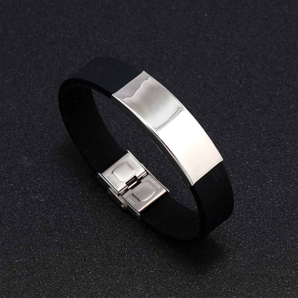 Men's Minimalist Titanium Steel Bracelet with Engraved Plain Surface - European & American Style