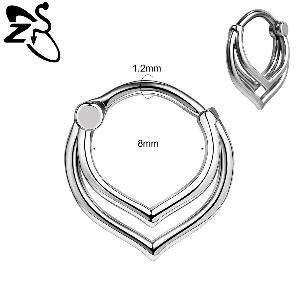 ZS 1 PC 16G Stainless Steel Nose Rings Cubic Zircon Septum Piercing Rose Snake Shape Ear Stud Helix Cartilage Piercings Jewelry