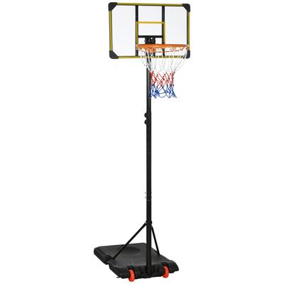 Height Adjustable Basketball Hoop and Stand with Firm Backboard and Weighted Base, Portable Wheels, Yellow