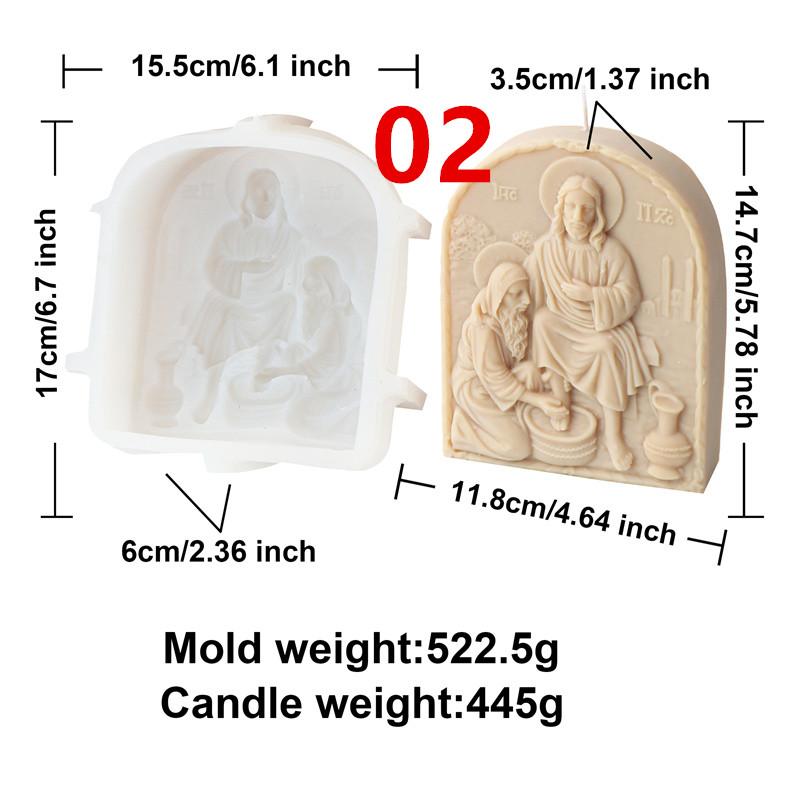 Jesus Prayer Silicone Mold DIY Virgin Mary Jesus Holy Warriors Scent Candle Mold Statue Jesus Family Resin Plaster Home Decor