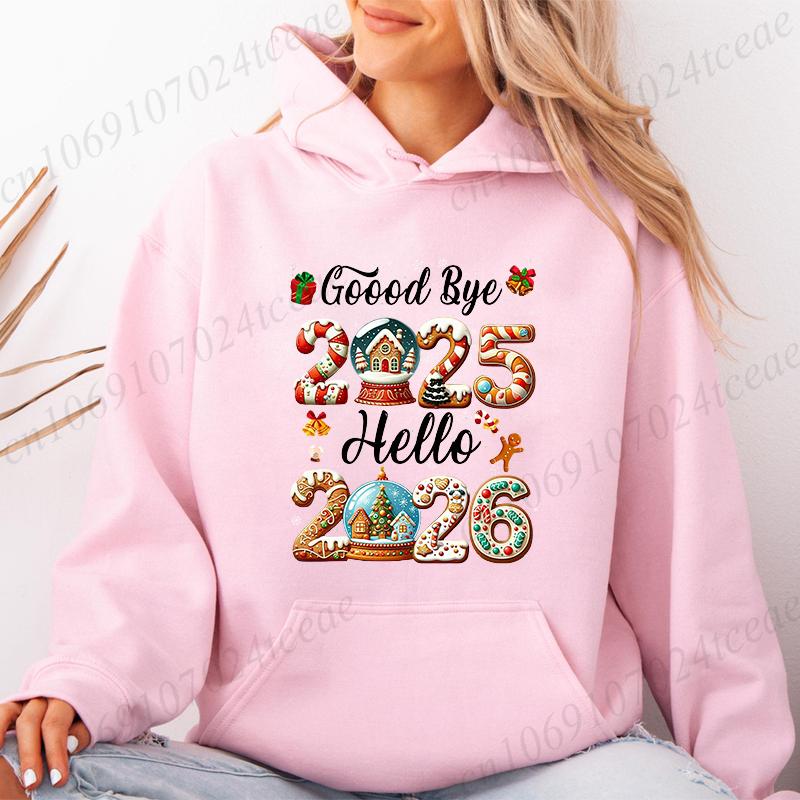 Dámské mikiny oblečení, Sbohem 2025 Ahoj 2026 Mikiny, Veselé Vánoce Mikiny, Šťastný Nový Rok Mikiny, Rodinné Sváteční Topy