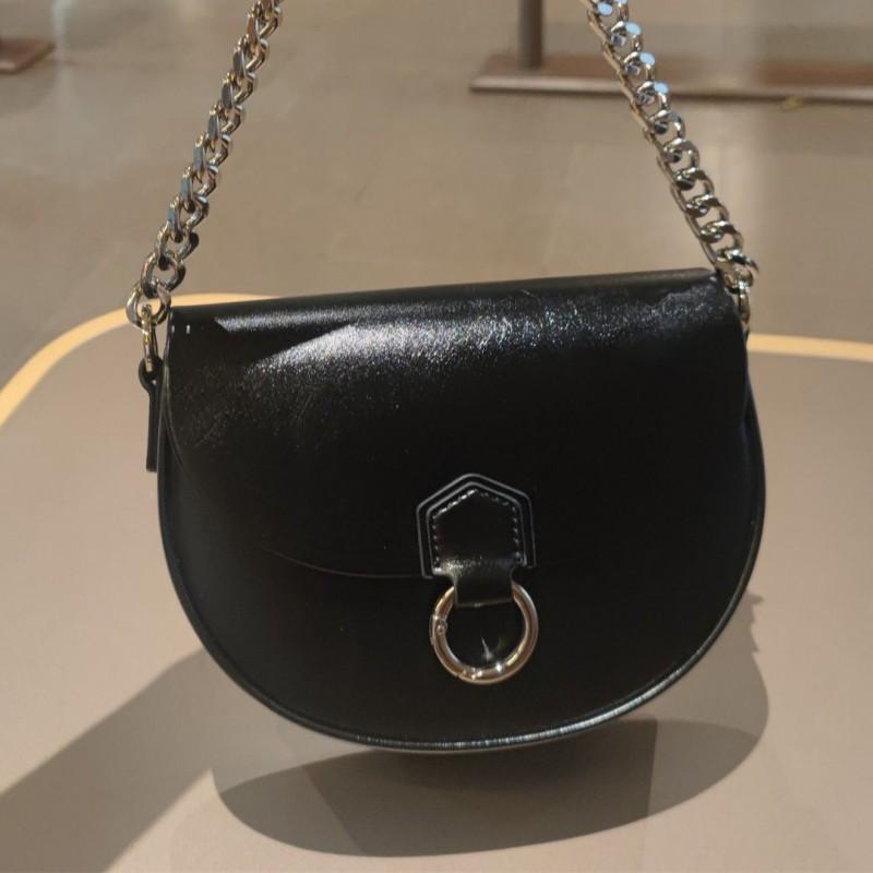 Luxury Textured Genuine Leather Saddle Bag Women Shoulder Underarm Crossbody French Style Square