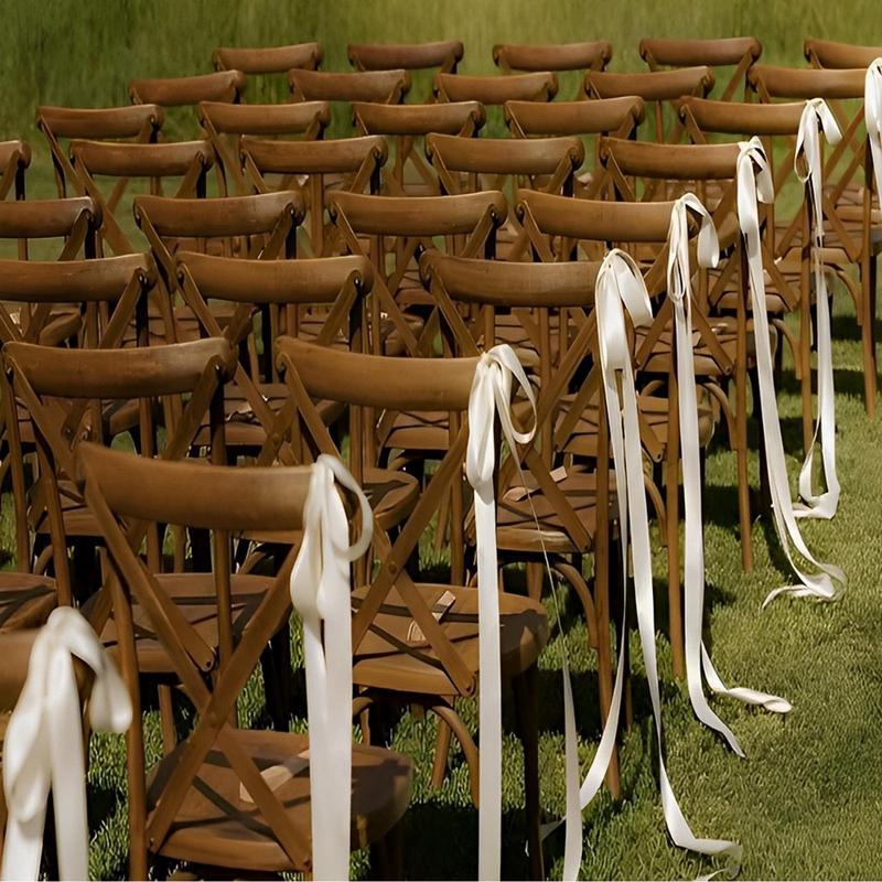 White Wedding Pew Bows 5X Extended Pew Ribbon Church Chair Decor Aisle Decorations for Indoor Outdoor Bench Seat Door Dining