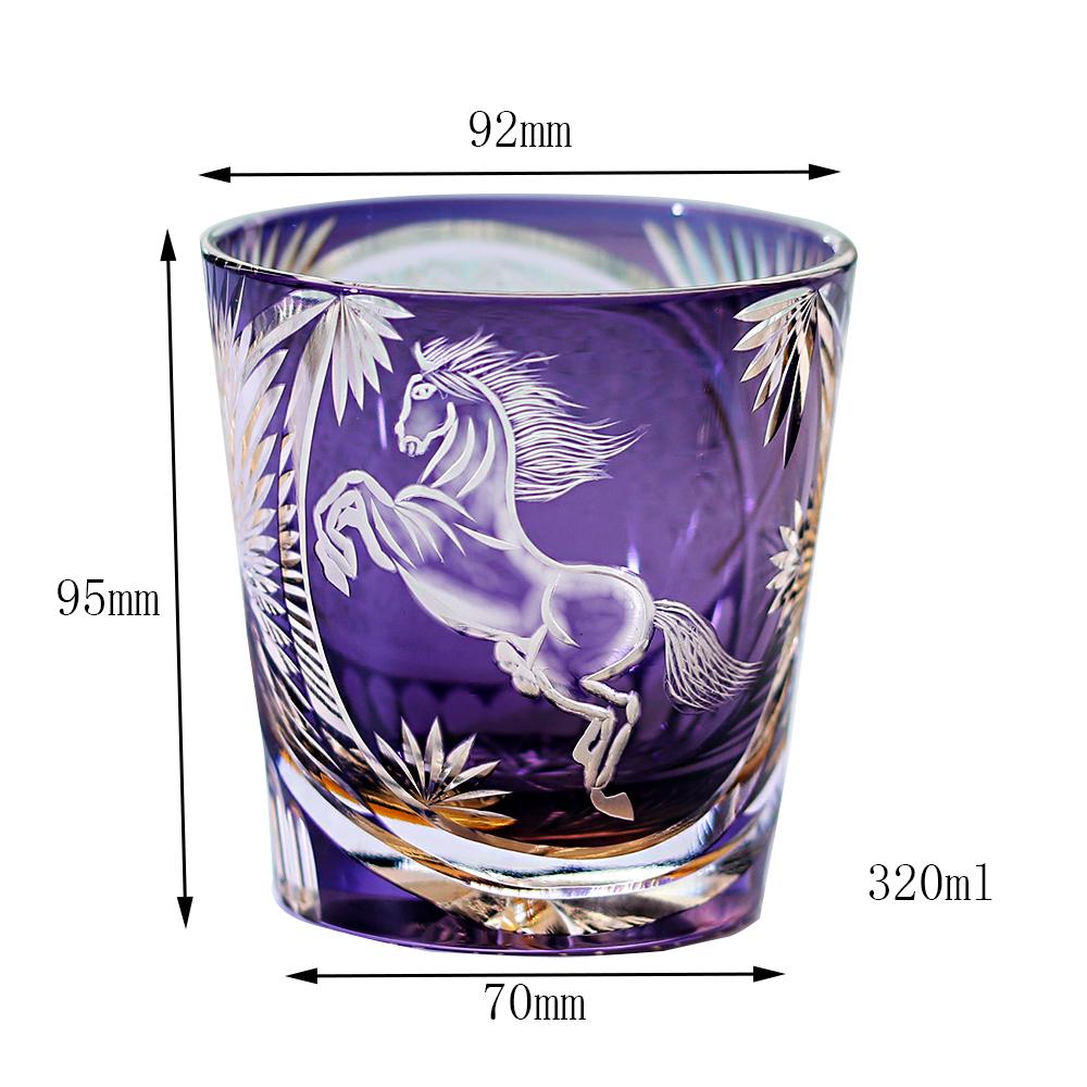 

320 Ml Handcrafted Edo Kiriko Style Whiskey Glass Tumbler Horse For Iced Beverages Cold Drinking About 320 ml фиолетовый