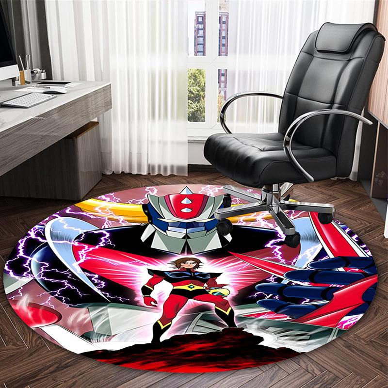 1pc UFO Robot Grendizer10 Print Round Carpet Chair Round Carpet Suitable for Bedroom Living Room Home Decorative Carpet