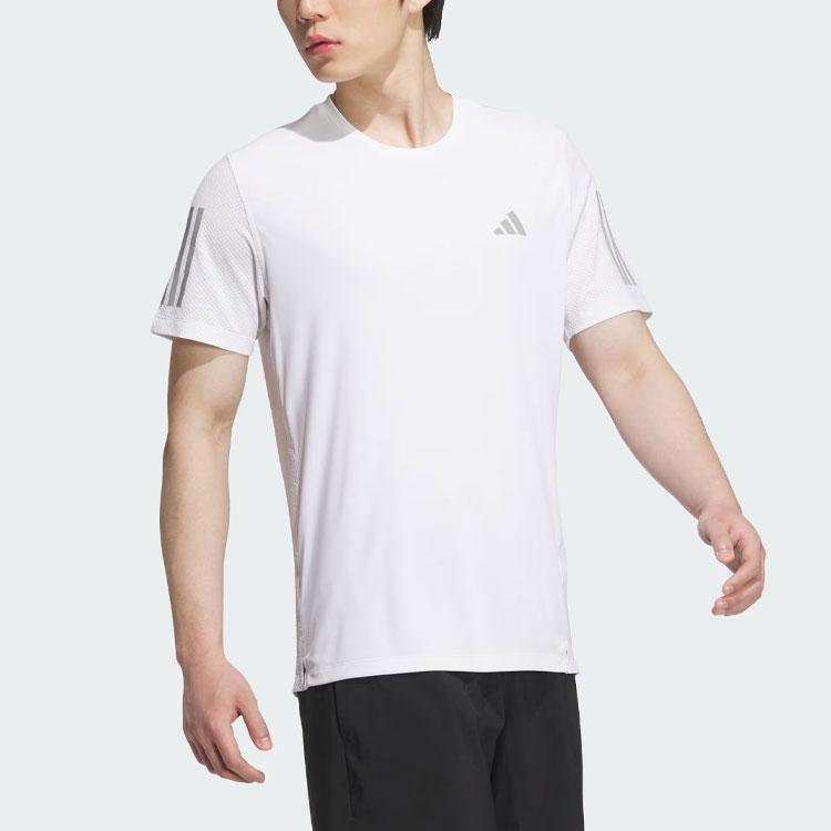 Adidas Reflective Stripe Sports Crew Neck Short Sleeve T-Shirt Men Tops White JF1472