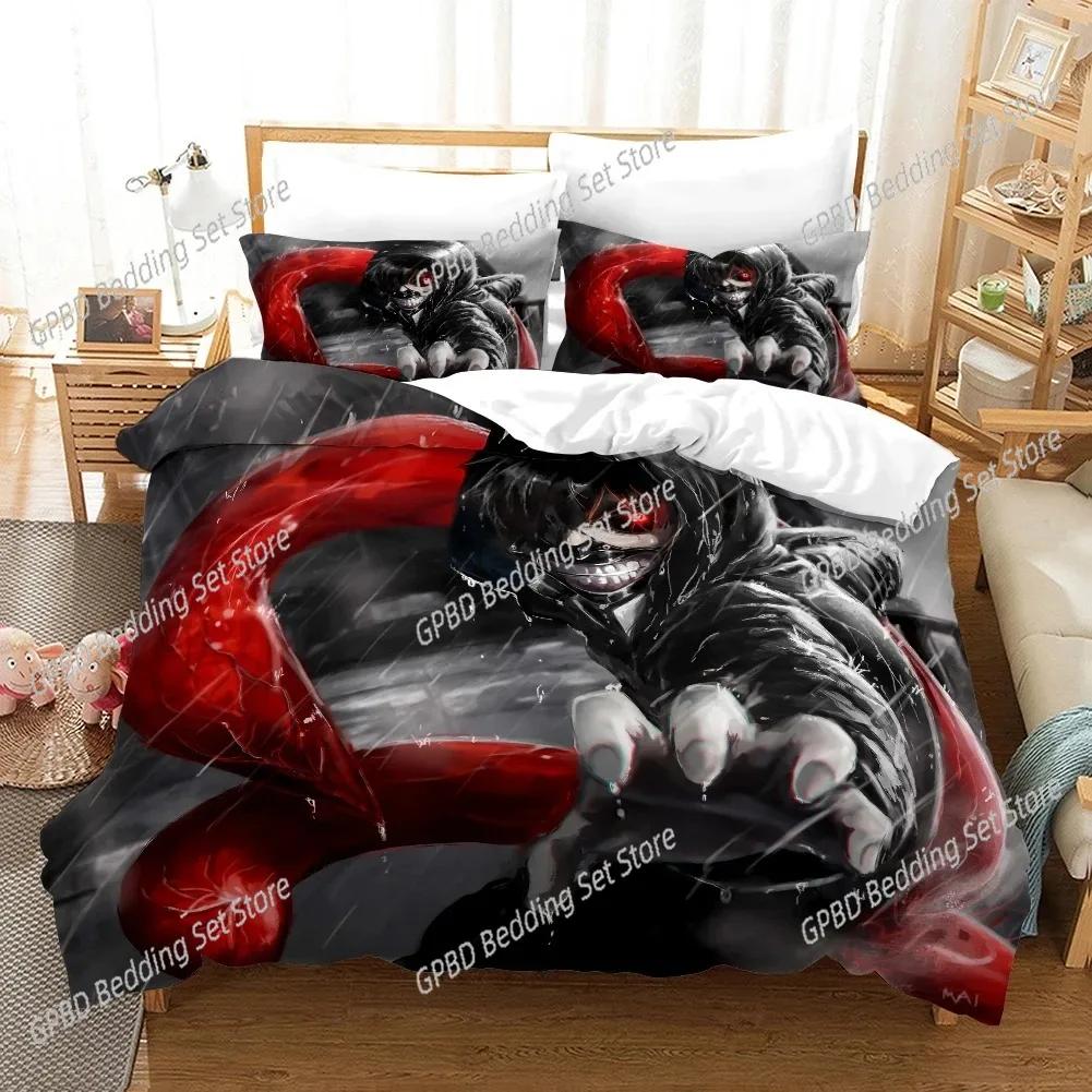Comforter Anime Tokyo Ghoul 3D Bedding Set Comforter Linen S Home Decor Single Double Twin King Queen