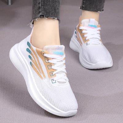 Shoes Women's Shoes Spring and Autumn New Flying Woven Single Shoes Soft Sole Versatile Breathable Casual Sports Shoes Women