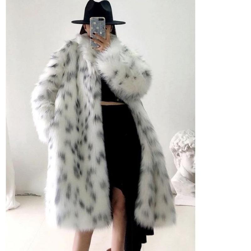 Imitation fur coat women's imitation fox fur coat winter new long hair medium and long winter clothing thickened