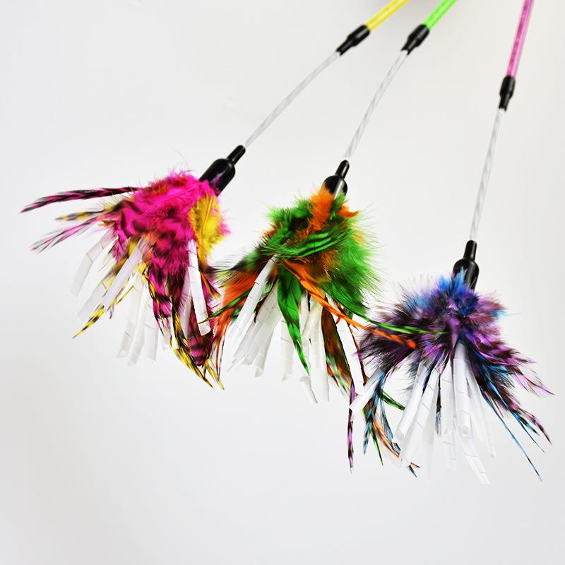 Spiral Feather Rod Cat Teaser Wand - Plastic Cat Toy