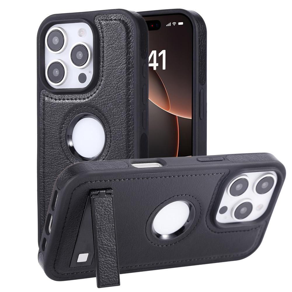 PU Leather Hidden Folding Stand Phone Case For iPhone 16 15 11 12 13 14 Pro Max Shockproof Bumper Protective Back Cover