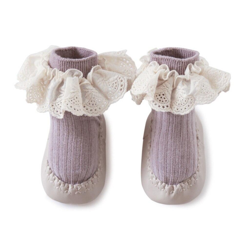 גרבי רגליים לתינוק רצפת נעליים רך מוסיף תחרה נעלי גרביים לפעוטות