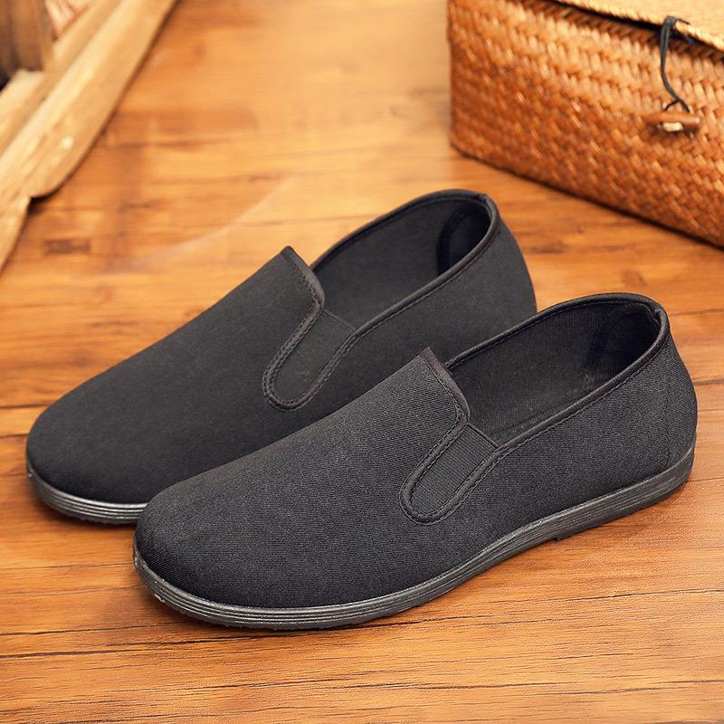 Pantofi de pânză vechi Beijing pentru bărbați, cu tălpi din tendon de vită, verde prosop, pantofi casual pentru vârsta mijlocie și vârstnici, negri, pantofi de lucru cu platformă, mărimi mari, pantofi pentru bărbați