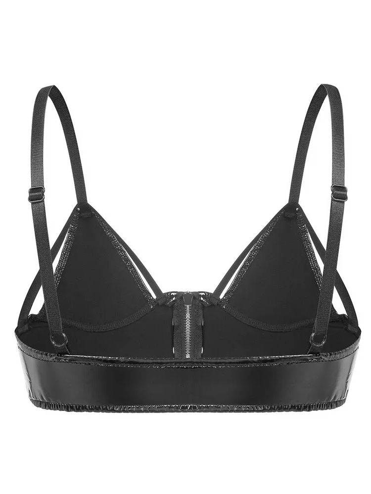 S-3Xl Spaghetti Strap Wet Look Pvc Bustier Crop Tops Shiny Pu Leather Croptop Camis Cropped Tight Sleeveless Shirt Sexy Tank Top