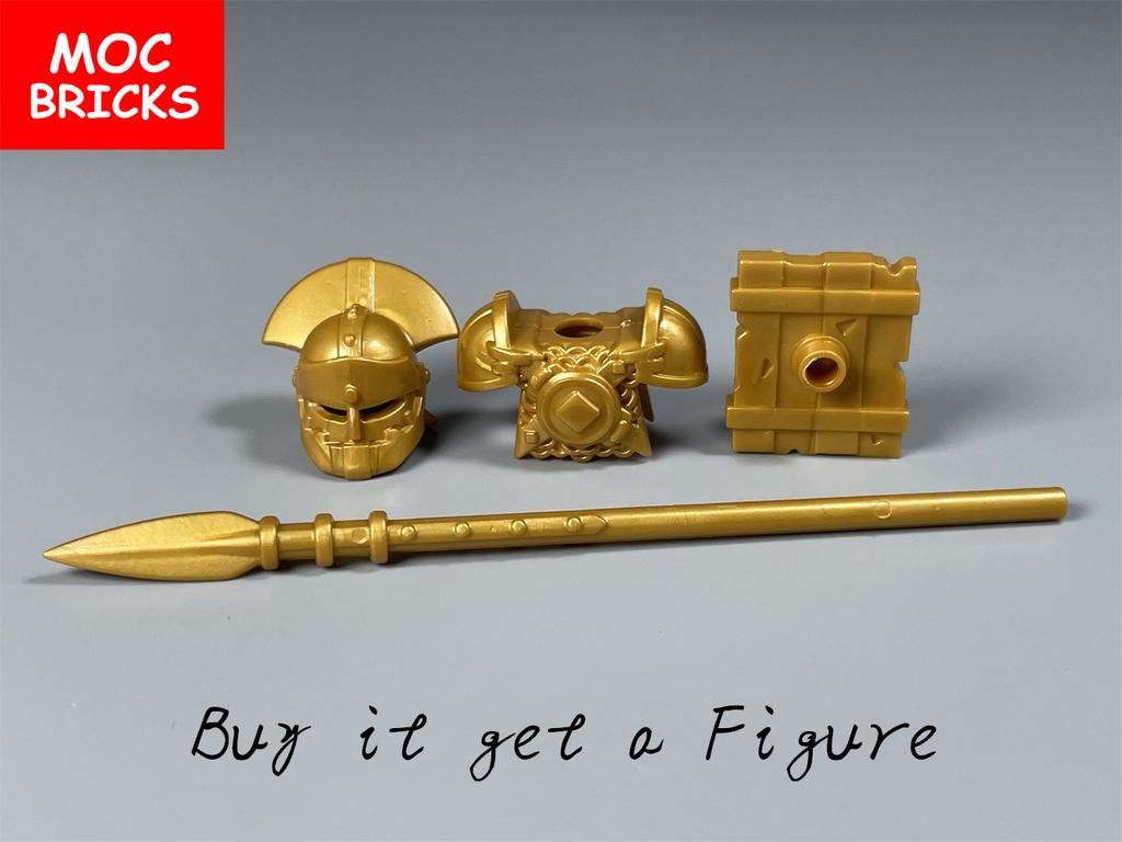 Einzelner MOC Baustein Schwarzer Goldener Rüstungswarrior Mittelalterliche Ritter Rom Waffe Actionfigur Pädagogischer Baustein Geschenke