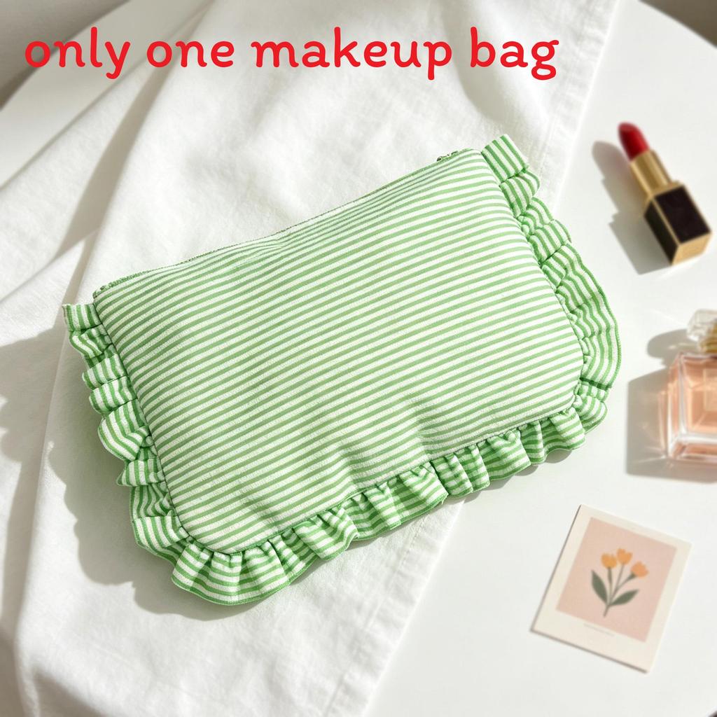 Minimalist Striped Makeup Bag With Zipper For Travel And Home Storage