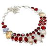 Montana Agate, Garnet Gemstone 925 Sterling Silver Jewelry Necklace 18" SU-9749