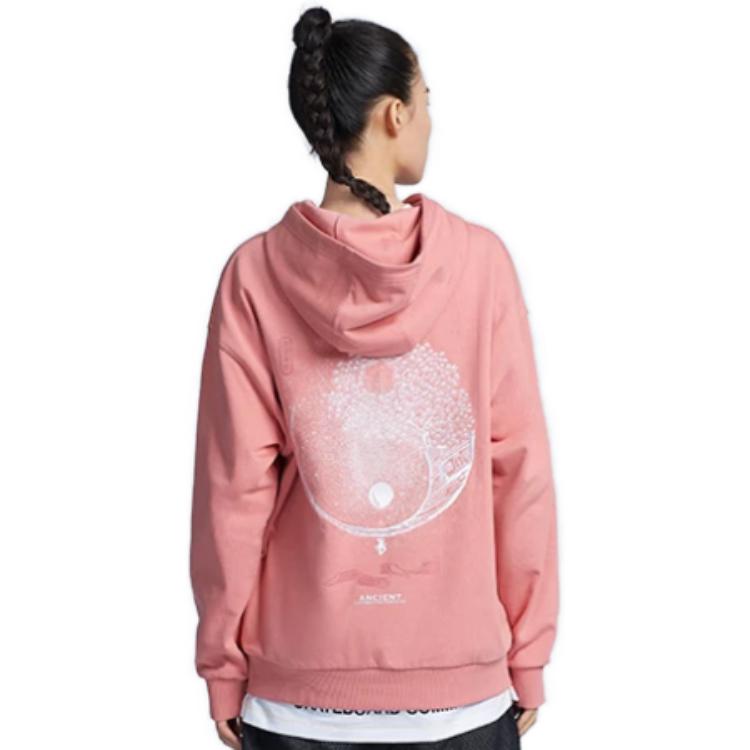 Li-Ning Skateboard Series Theme Print Loose Hoodie Pullover Unisex Tops Dusty-Pink AWDR451-4