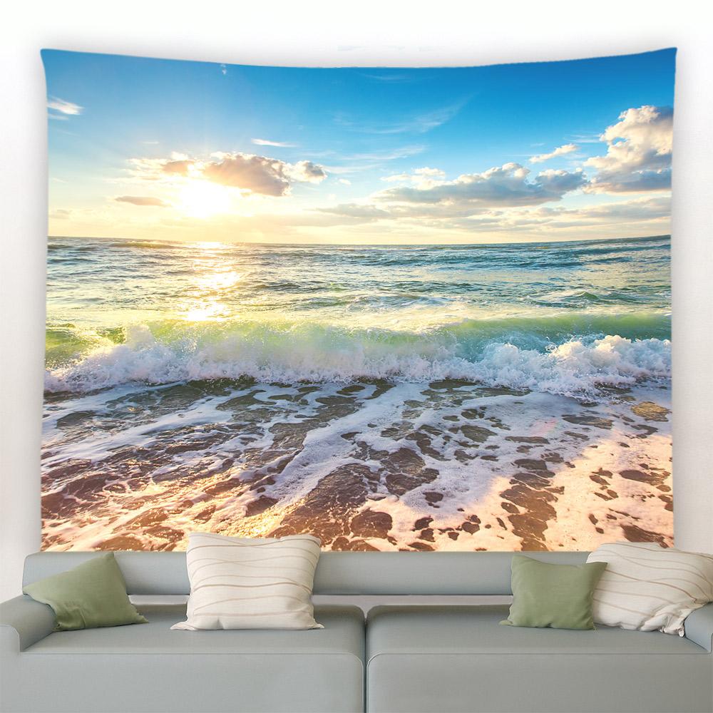 Refreshing Beach Tapestry Sunset Tapestry Night Sea Tapestry Hawaii Seaside Scene Wall Hanging Living Room Room Home Decoration