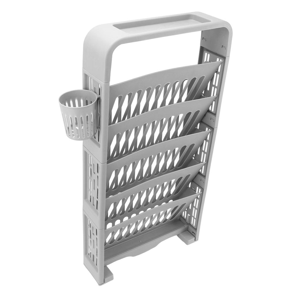 Classroom Deskside Bookshelf Large Capacity 6 Tier Multifunctional Slim Library Reading Storage