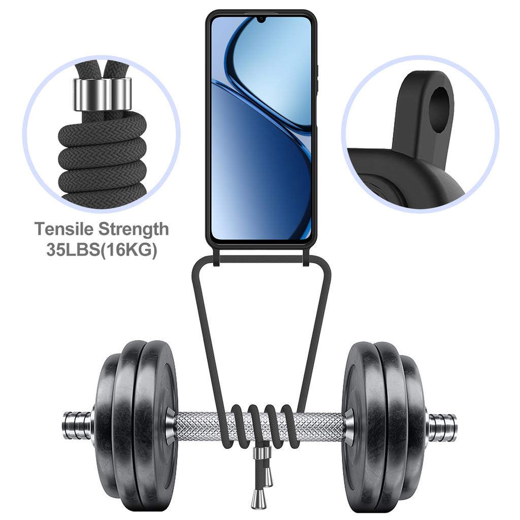 Dla Realme Note 60x 4G/C63 4G/C61 4G/C61 (Indie) Etui 4G/Narzo N63 4G/Note 60 Silikon płynny Uchwyt na karty Tylna okładka ze smyczą