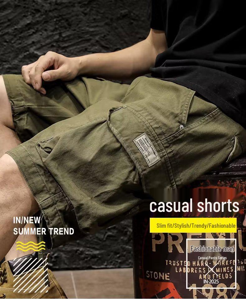 Men's Heavy Retro Mid-Length Casual Workwear Shorts by American Fashion Brand