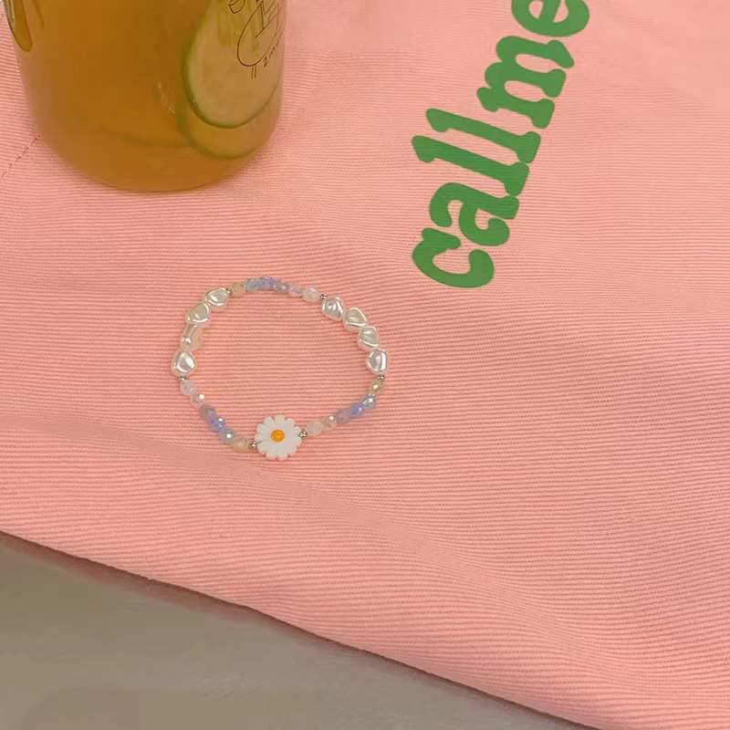 High-End Korean Floral Beaded Pearl Necklace & Bracelet Set for Women