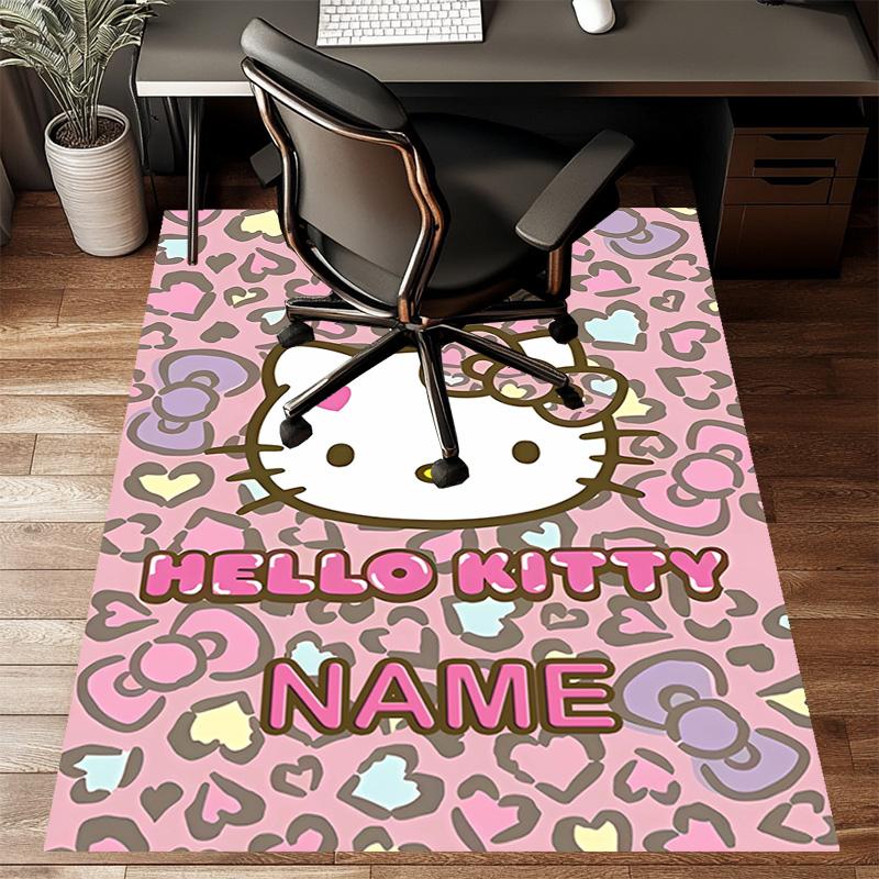 Custom HelloKitty Mat Personalized Name, Polyester Washable Indoor Entryway Rug, Gift for Christmas, Easter, Thanksgiving Day